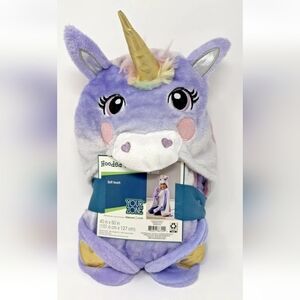 Your Zone Hooded Unicorn Blanket - Purple and White